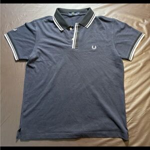Fred Perry Navy Polo with White Twin Tipping